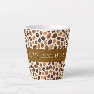 Warme koffieboonroasttinten Naadloos patroon Latte Mok