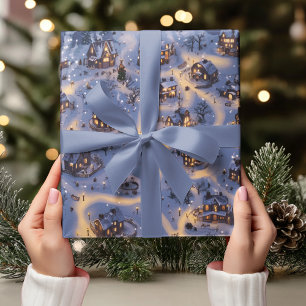 Warme Lichten in Besneeuwd Dorp Cadeaupapier