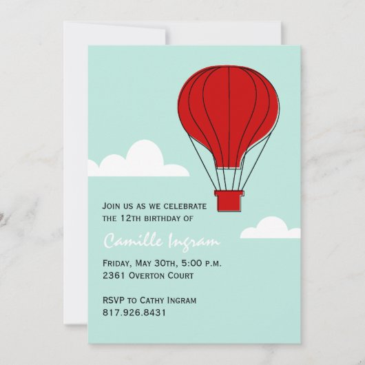 Warme luchtballon Birthday Kaart (Voorkant)