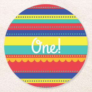 Warme Luchtballon Kleurrijk Verjaardagsfeest Ronde Kartonnen Onderzetter