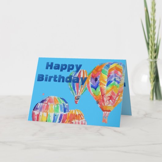 Warme luchtballon Waterverf jongens man Birthday C Kaart (Voorkant)