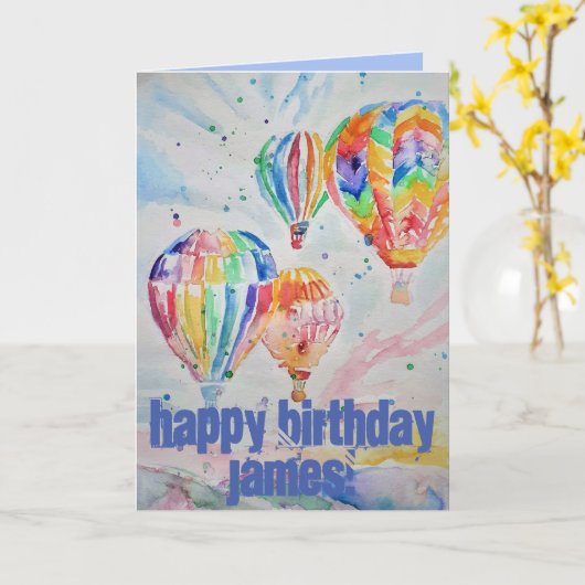 Warme luchtballon Waterverf Verjaarkaart schildere Kaart (Gele Bloem)