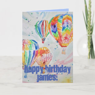 Warme luchtballon Waterverf Verjaarkaart schildere Kaart