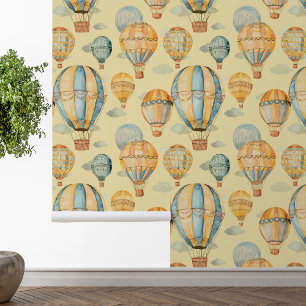 Warme Luchtballonnen Geel Babykamer Slaapkamer Behang