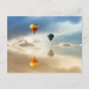 Warme luchtballonnen waterreflectie briefkaart