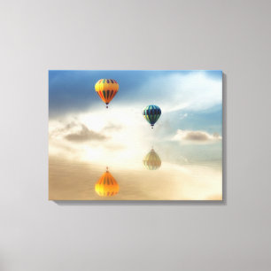 Warme luchtballonnen waterreflectie canvas afdruk
