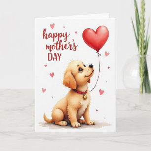 Warme Moederdag kaart voor mama van de puppy