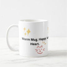 Warme mok. Gelukkig hart. Cute kat typografie koff
