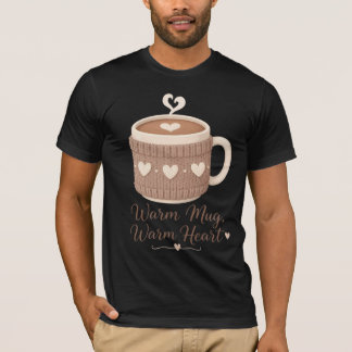 Warme mok warm hart knusse gebreide koffiekop t-shirt