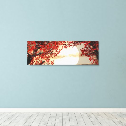 Warme nacht onder de rode boom - Digitale Kunst Canvas Afdruk (Insitu (Houten vloer))