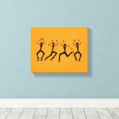 Warme Oranje Silhouette Happiness Party Dansers Canvas Afdruk (Insitu (Houten vloer))