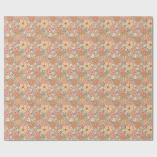 Warme Pastel Bloemenprint met Vintage Charme Cadeaupapier