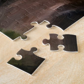 Warme rode auto bij het meer legpuzzel (Zijkant)