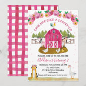 Warme roze Boerderij Farmyard Animals, zaterdag Kaart (Voorkant / Achterkant)