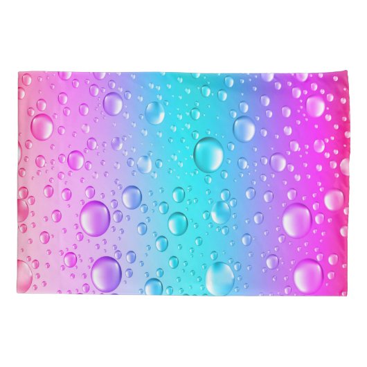 Warme roze en Aqua Blue Gradiënt Water Droplets Kussensloop (Achterkant)