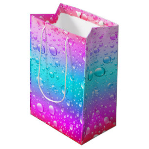 Warme roze en Aqua Blue Gradiënt Water Droplets Medium Cadeauzakje