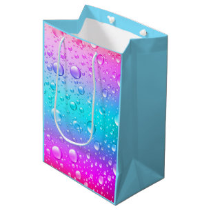 Warme roze en Aqua Blue Gradiënt Water Droplets Medium Cadeauzakje