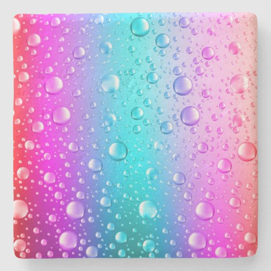 Warme roze en Aqua Blue Gradiënt Water Droplets Stenen Onderzetter (Voorkant)
