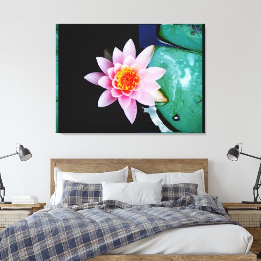 Warme roze en oranje lotuswaterbloem canvas afdruk (Insitu (Slaapkamer))