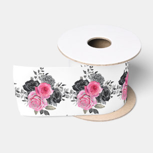 Warme Roze en Zilveren Elegante Bloemen Lint