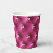 Warme Roze Faux Velvet Papieren Bekers (Achterkant)