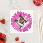 Warme Roze Gerbera Tulp Monogram Servetten (Insitu)