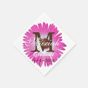 Warme Roze Gerbera Tulp Monogram Servetten