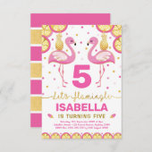 Warme roze goudflamingo Tropical Summer Birthday Kaart (Voorkant / Achterkant)