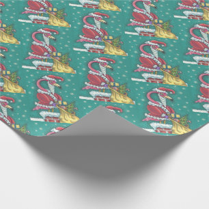 WARME ROZE KERSTMIS, FLAMINGO VERPAKKINGSPAPIER CADEAUPAPIER
