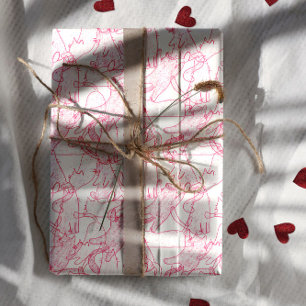 Warme Roze Krabbelkatten – modern leuk patroon Inpakpapier Vel