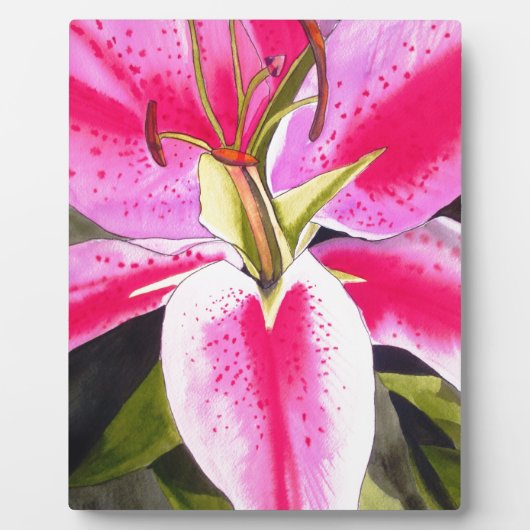 Warme roze Lily Tenerife pop waterverf Fotoplaat (Voorkant)