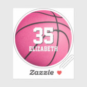 warme roze meiden basketbal gepersonaliseerd in ee sticker (Vel)