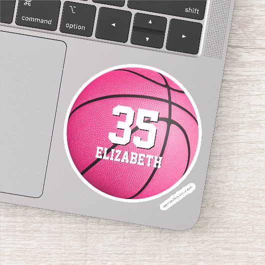 warme roze meiden basketbal gepersonaliseerd in ee sticker (Detail)