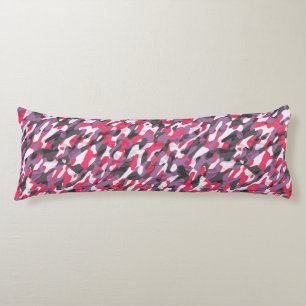 Warme roze, paarse en zwarte camouflage abstract lichaamskussen
