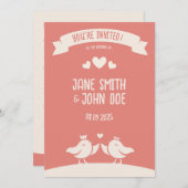 Warme Roze Vogel Song Uitnodiging (Voorkant / Achterkant)