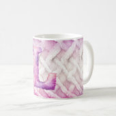 Warme roze witte Paarse letter L Koffiemok (Voorkant rechts)