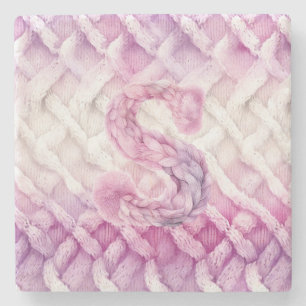 Warme roze witte Paarse letter S Stenen Onderzetter