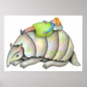 Warme rug van een gordeldier. poster
