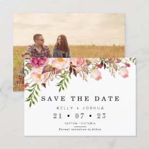 Warme rustieke bloemenbruiloft Save the Date Kaart