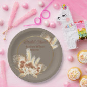 Warme Stenen Boho Pampas Grass Douche Papieren Bordje (Feest)