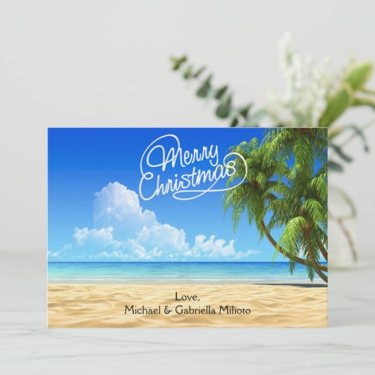 Warme Sunny Beach Christmas Kaart (Staand voorkant)