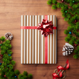 Warme Terracotta en Crème Verticale Streep Cadeaupapier