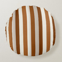 Warme Terracotta en Crème Verticale Streep Rond Kussen