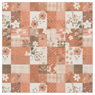 Warme Terracotta Patchwork Herfst Quilt Stof