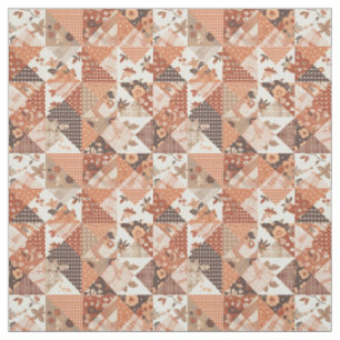 Warme Terracotta Patchwork Herfst Quilt Stof