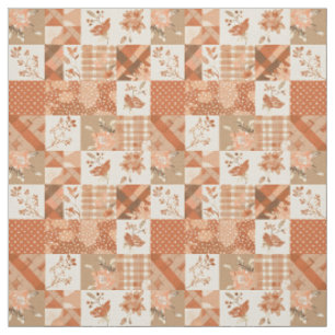 Warme Terracotta Patchwork Herfst Quilt Stof