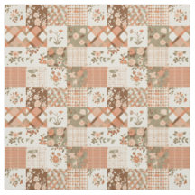 Warme Terracotta Perzik Patchwork Dekbed Herfst
