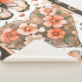 Warme tinten vlinder en bloemenprint sherpa deken (3/4)