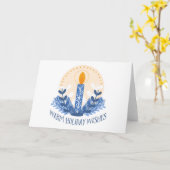 Warme vakantiewensen Corporate Holiday Candle Kaart (Gele Bloem)