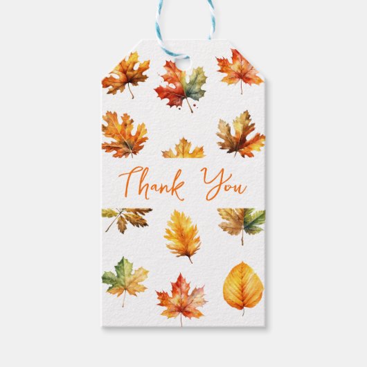 Warme val bladeren dank je wel voor cadeaulabel (Voorkant)